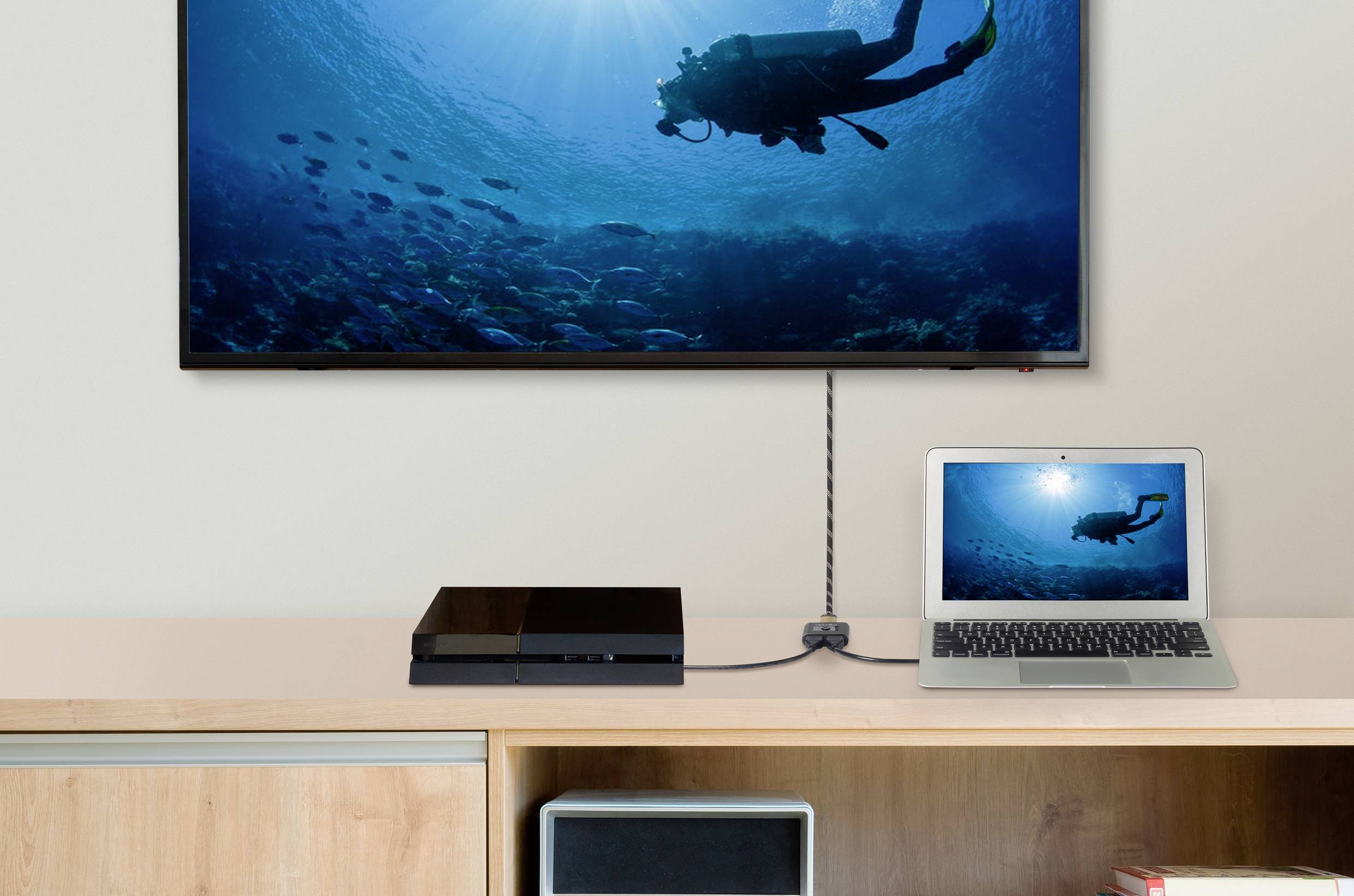 SpeaKa Professional SP-HSW-231 2 Port HDMI-Switch UHD 8K @ 60 Hz, UHD 4K @ 120Hz