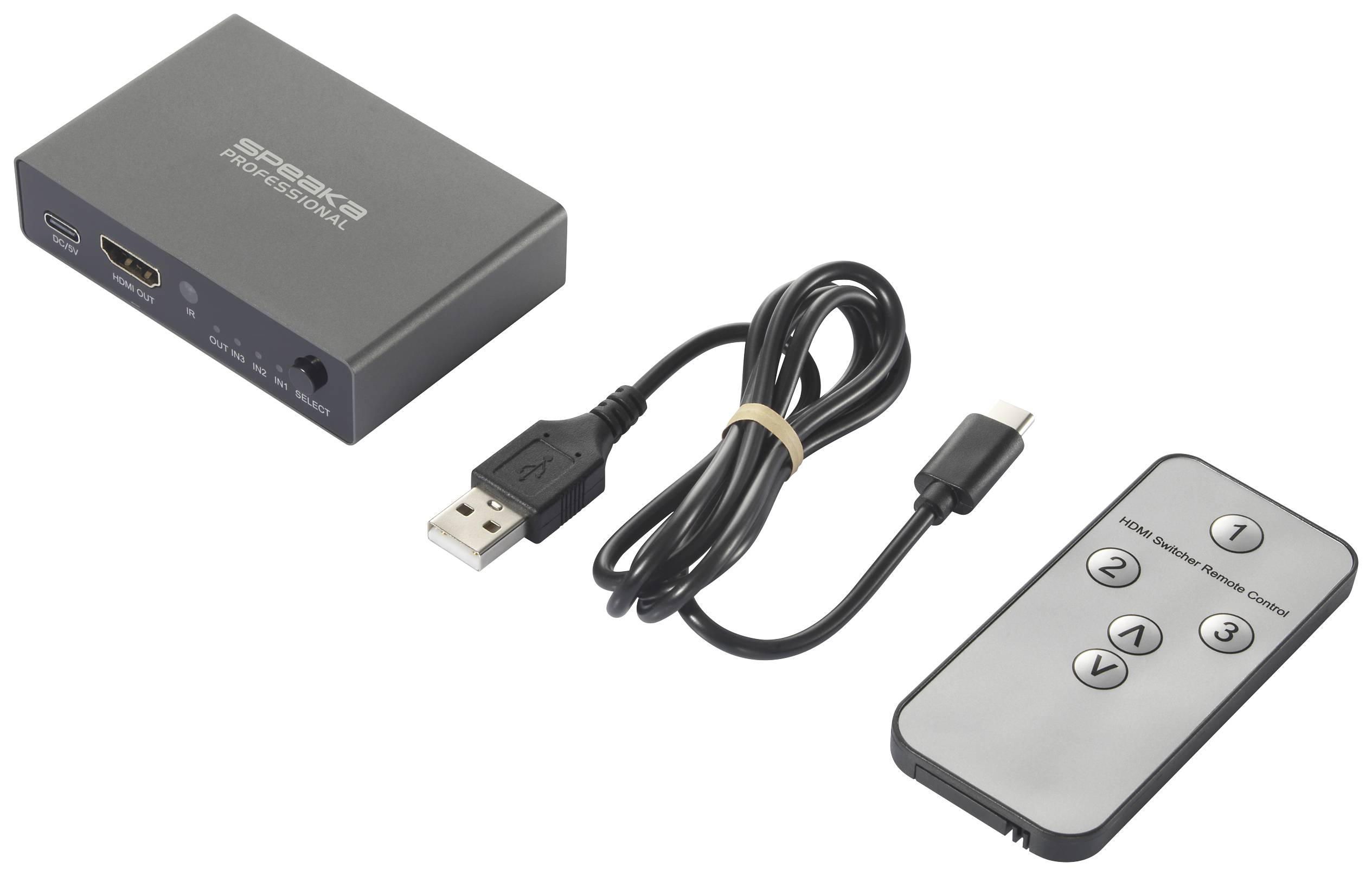 SpeaKa Professional SP-HDS-210 3 Port HDMI-Switch UHD 8K @ 60 Hz, UHD 4K @ 120Hz