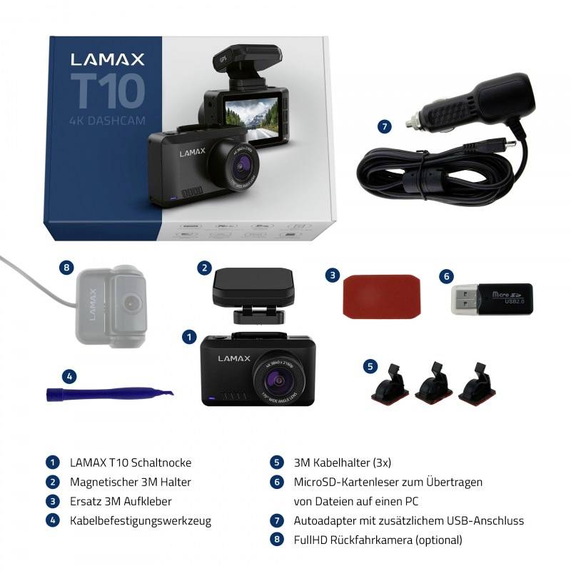 Lamax T10 Dashcam mit GPS Blickwinkel horizontal max.=170 ° Datenanzeige im Video, G-Sensor, WDR, S