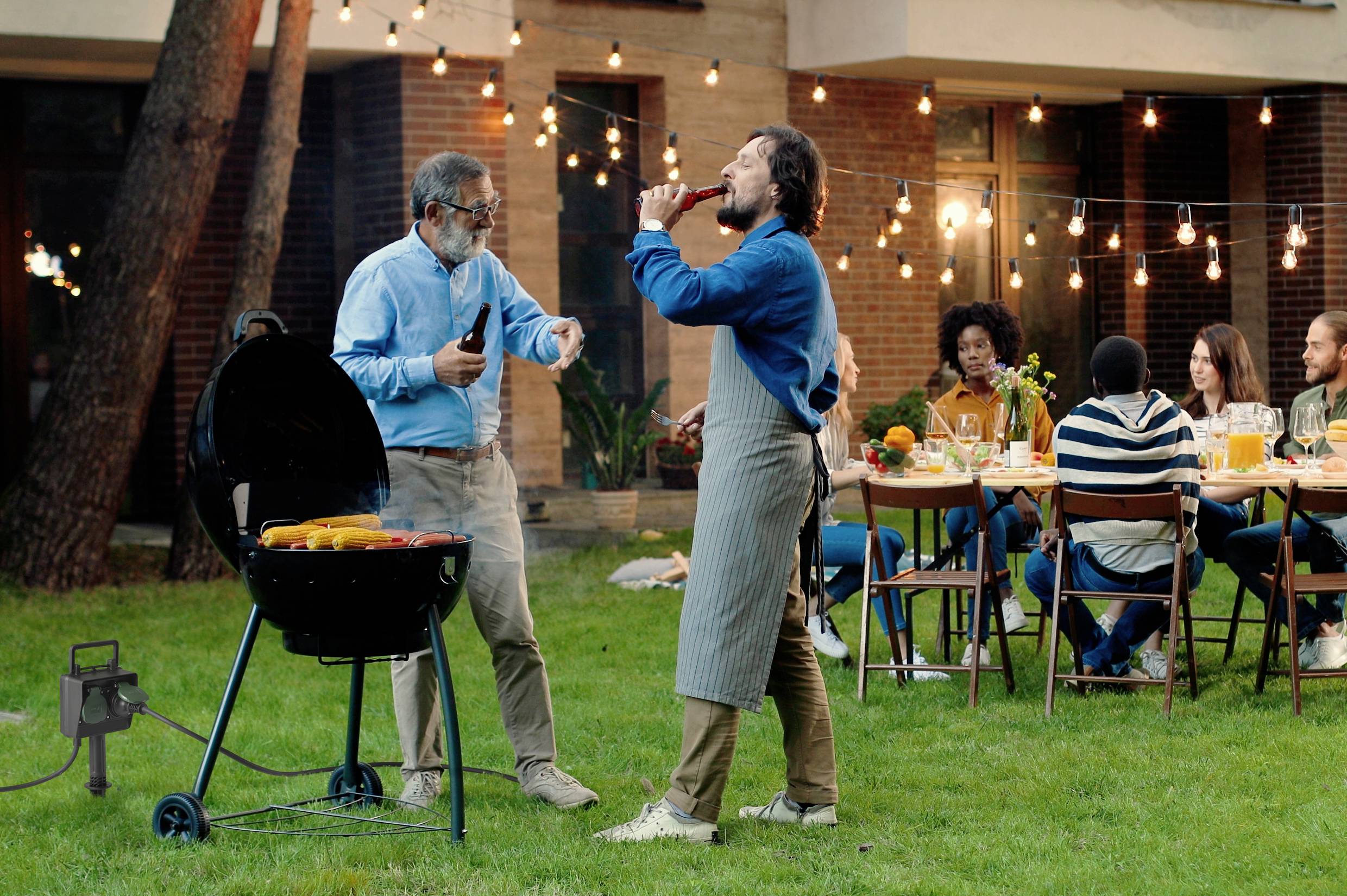 Sygonix SY-5231004 Gartensteckdose 2fach Schwarz, Standard-Grün (seidenmatt) erhöhter Berührungsschutz