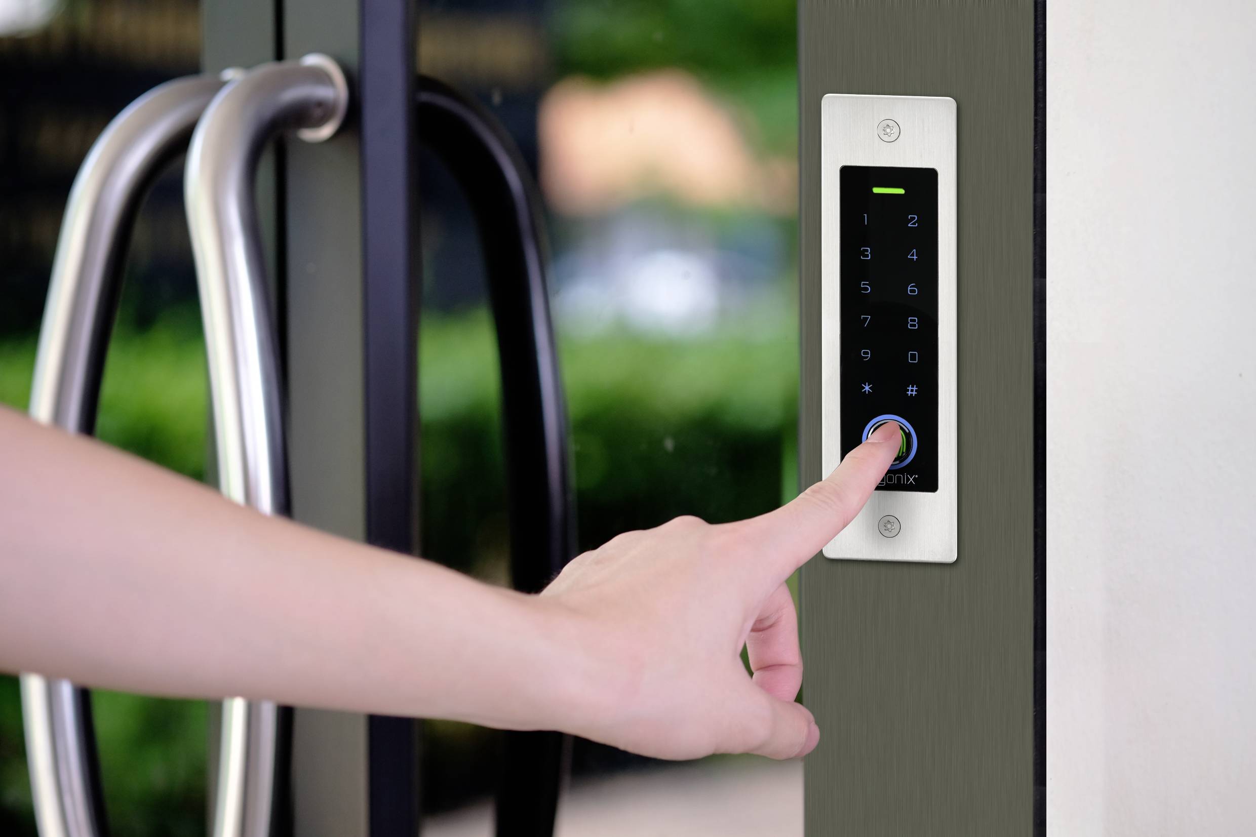 Sygonix SY-5231014 Fingerprint/RFID Zugangssystem Unterputz 12 V/DC, 18 V/DC IP55 mit beleuchteter Tastatur