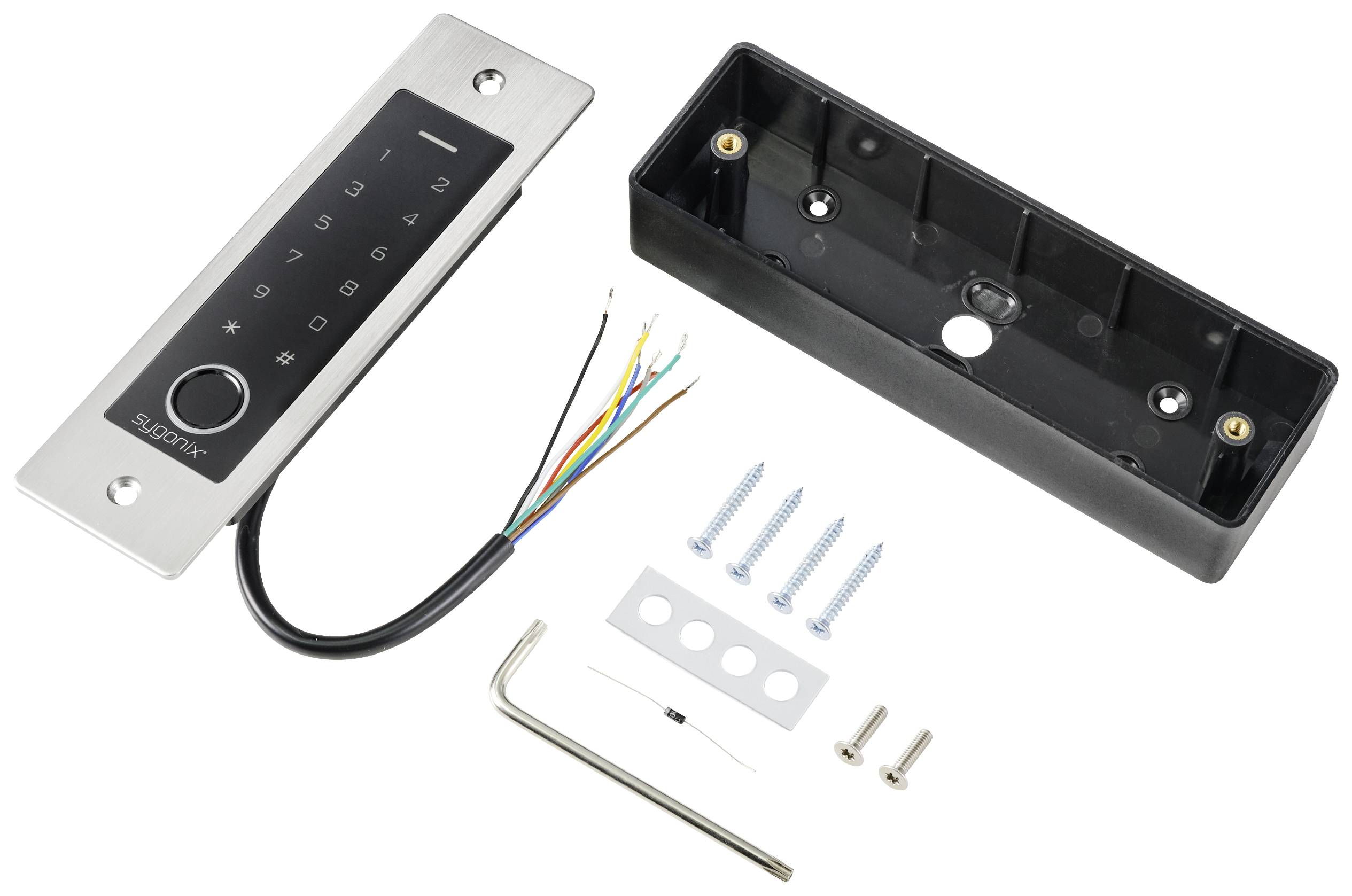 Sygonix SY-5231014 Fingerprint/RFID Zugangssystem Unterputz 12 V/DC, 18 V/DC IP55 mit beleuchteter Tastatur