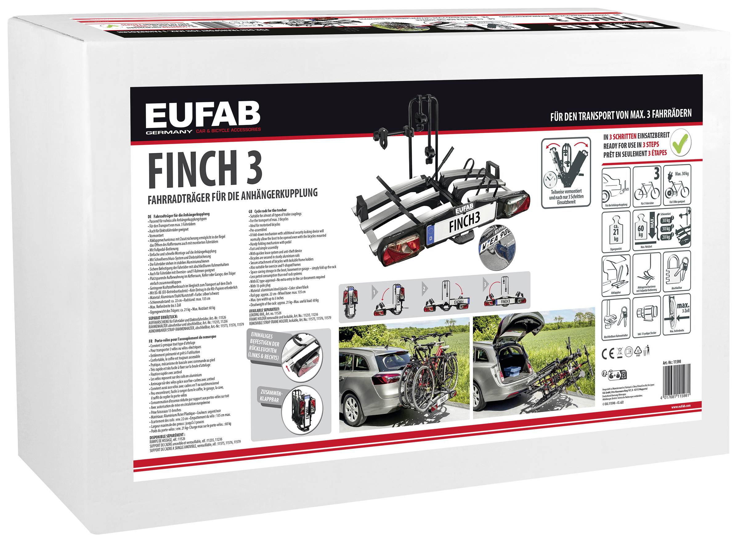 Eufab Fahrradträger FINCH 2er 11584 Anzahl Fahrräder=2