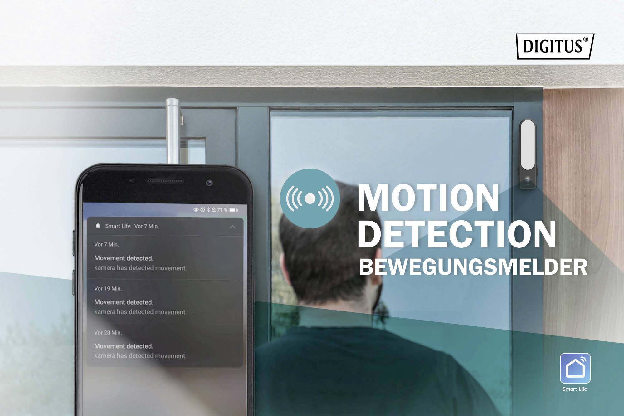 DIGITUS - Smarte Full HD-Außenkamera mit LED-Flutlicht, WLAN + Sprachsteuerung