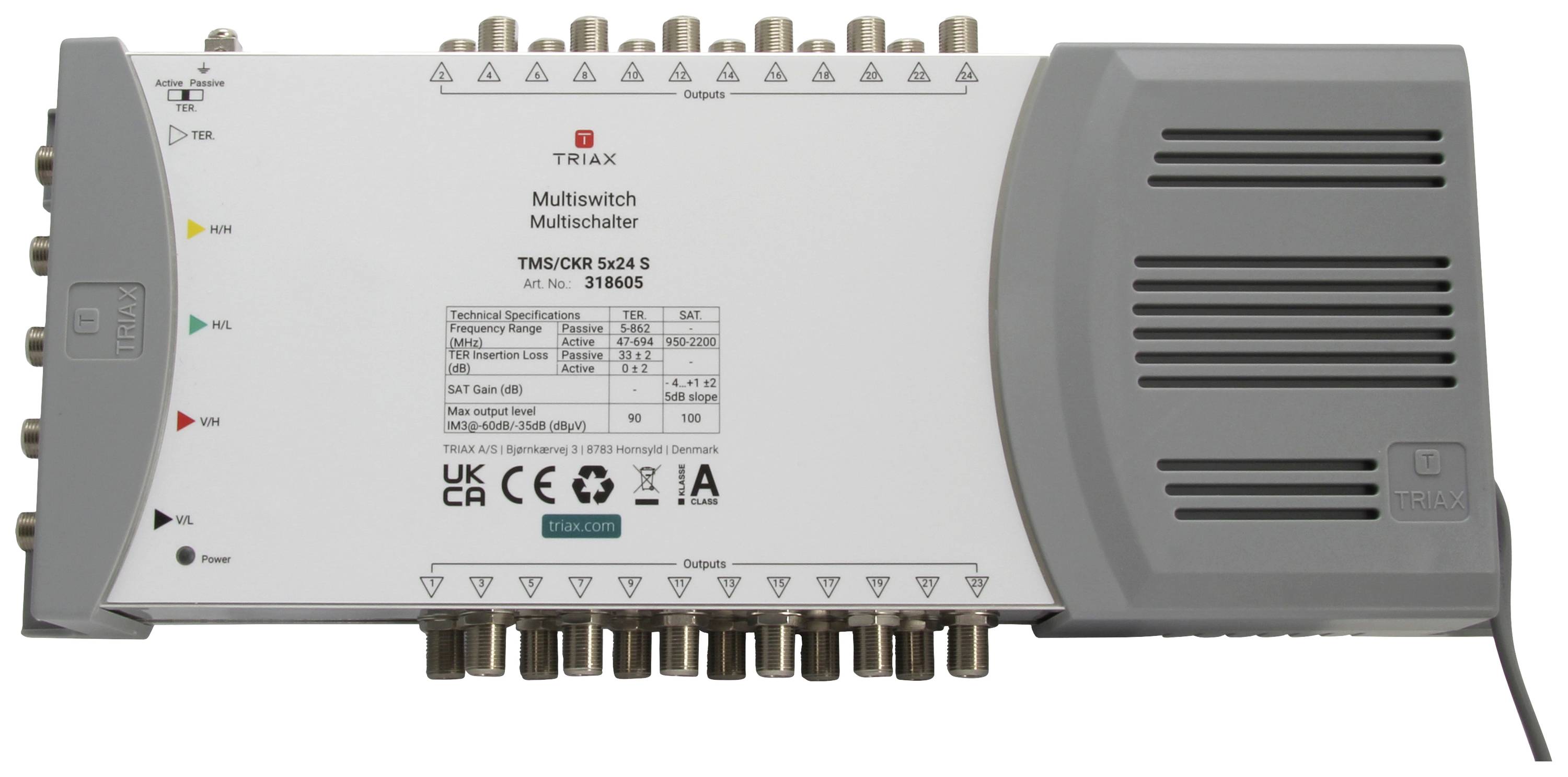 Triax TMS/CKR 5x24 S SAT Multischalter Eingänge (Multischalter): 5 (4 SAT/1 terrestrisch) Teilnehme