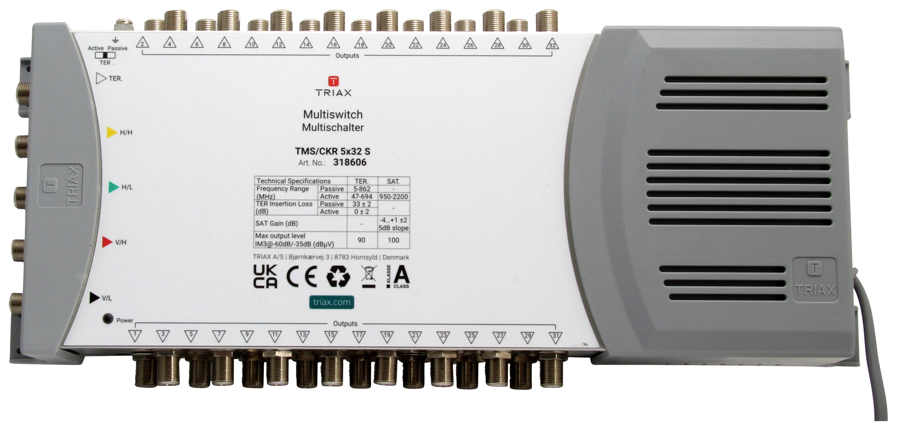 Triax TMS/CKR 5x32 S SAT Multischalter Eingänge (Multischalter): 5 (4 SAT/1 terrestrisch) Teilnehme