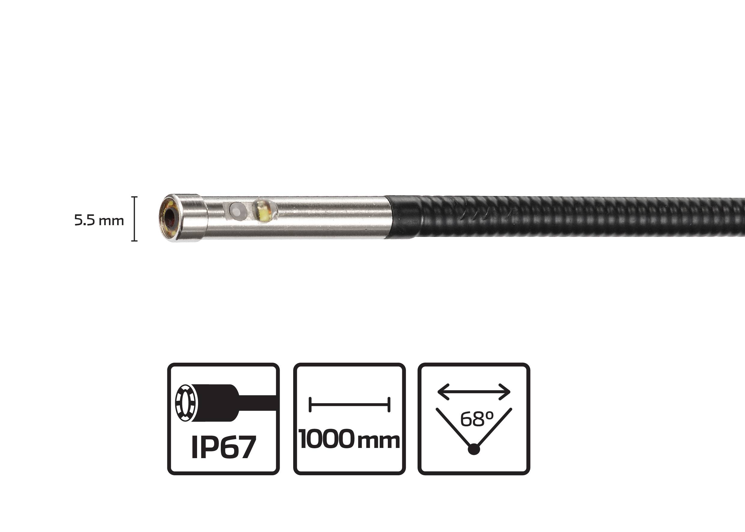 VOLTCRAFT BS-27+IP WIFI Endoskop Sonden-Ø: 5.5mm Sonden-Länge: 1m