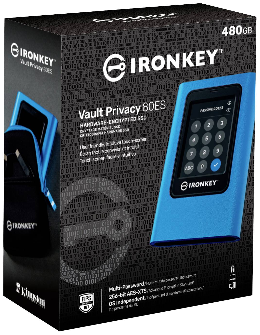 Kingsong IronKey Vault Privacy 80 480 GB Externe Festplatte 8.9 cm (3.5 Zoll) USB-C® Blau IKVP80ES/480G