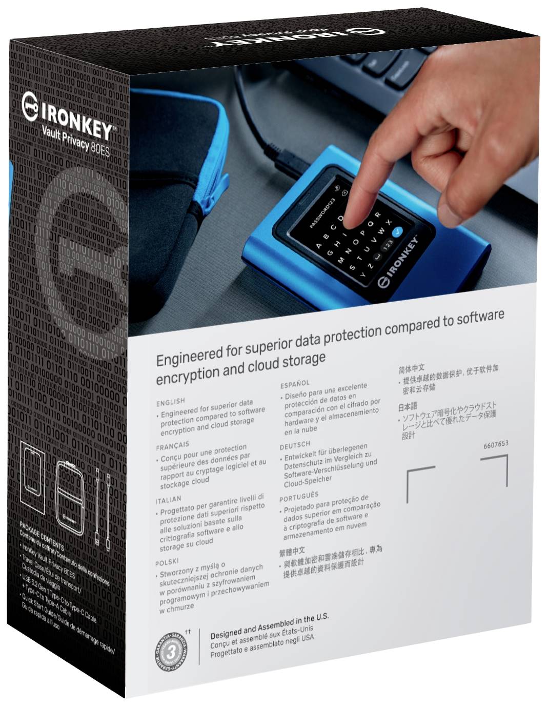 Kingsong IronKey Vault Privacy 80 960 GB Externe Festplatte 8.9 cm (3.5 Zoll) USB-C® Blau IKVP80ES/960G