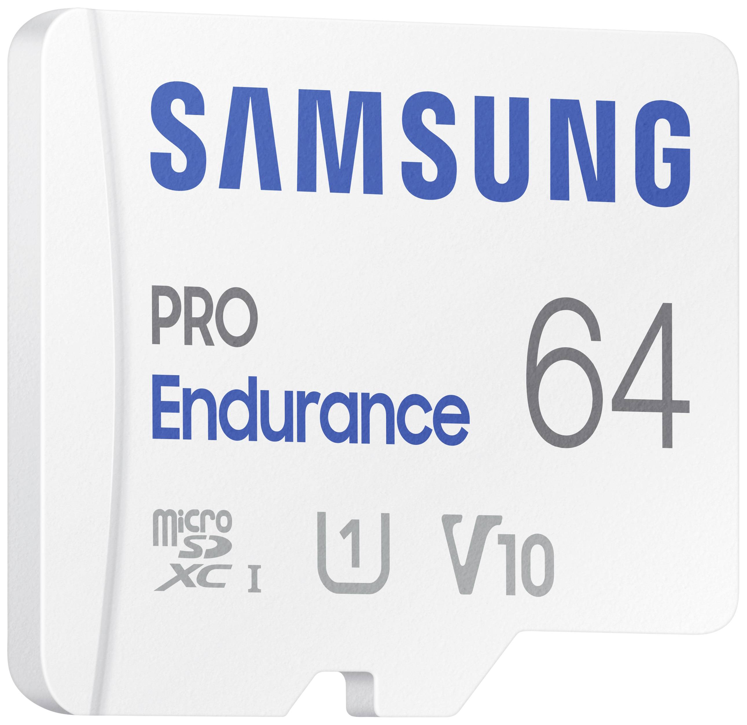 Samsung PRO Endurance microSDXC-Karte 64 GB Class 10, UHS-Class 1 4K-Videounterstützung, inkl. SD-Adapter, stoßsicher