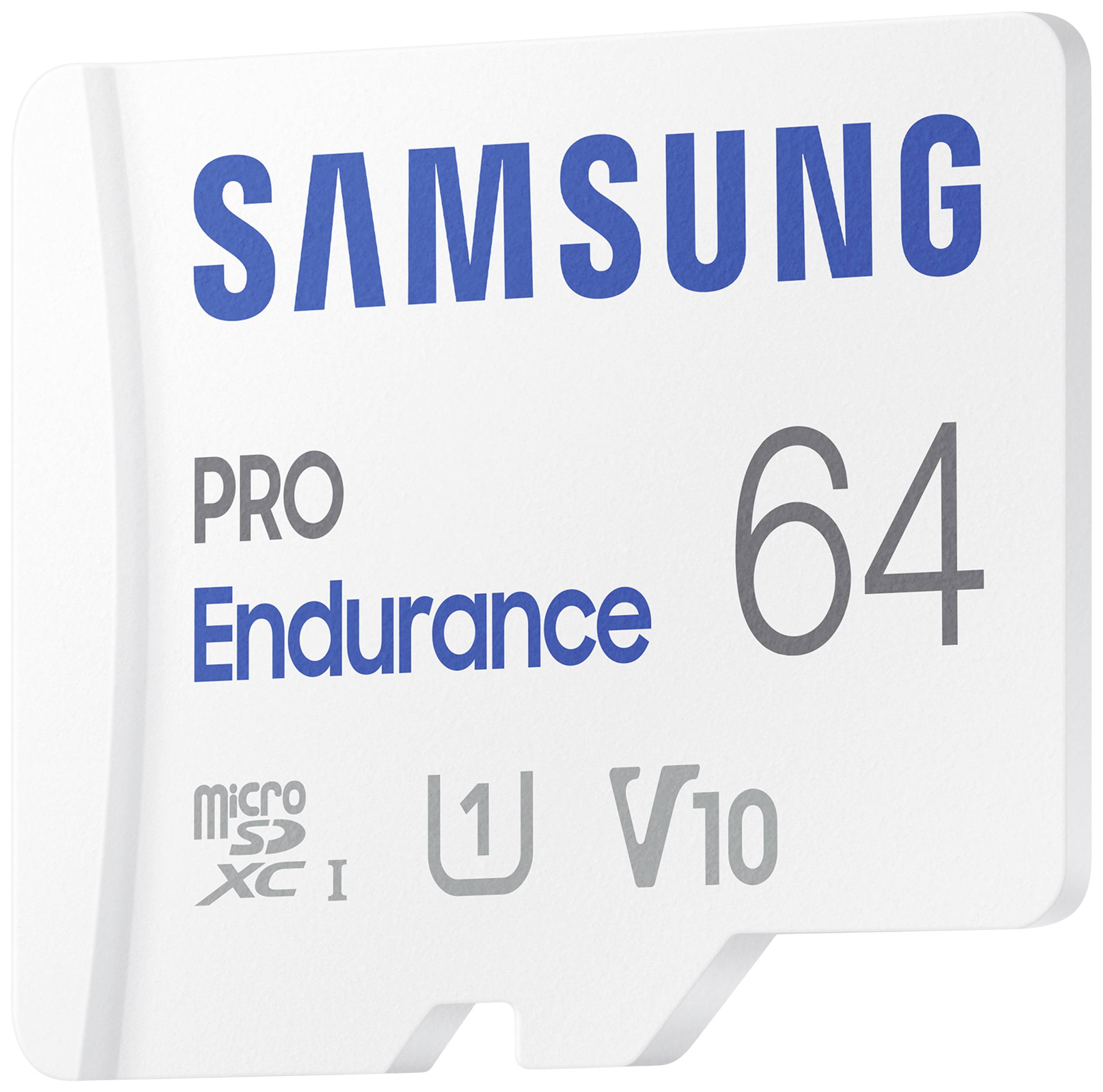 Samsung PRO Endurance microSDXC-Karte 64GB Class 10, UHS-Class 1 4K-Videounterstützung, inkl. SD-Adapter, stoßsicher