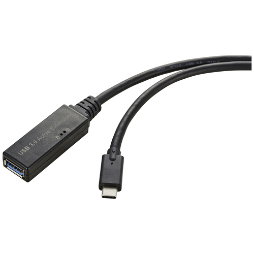 Renkforce USB-Kabel USB 3.2 Gen1 (USB 3.0 / USB 3.1 Gen1) USB-C® Stecker, USB-A Buchse 5.00 m Schwa