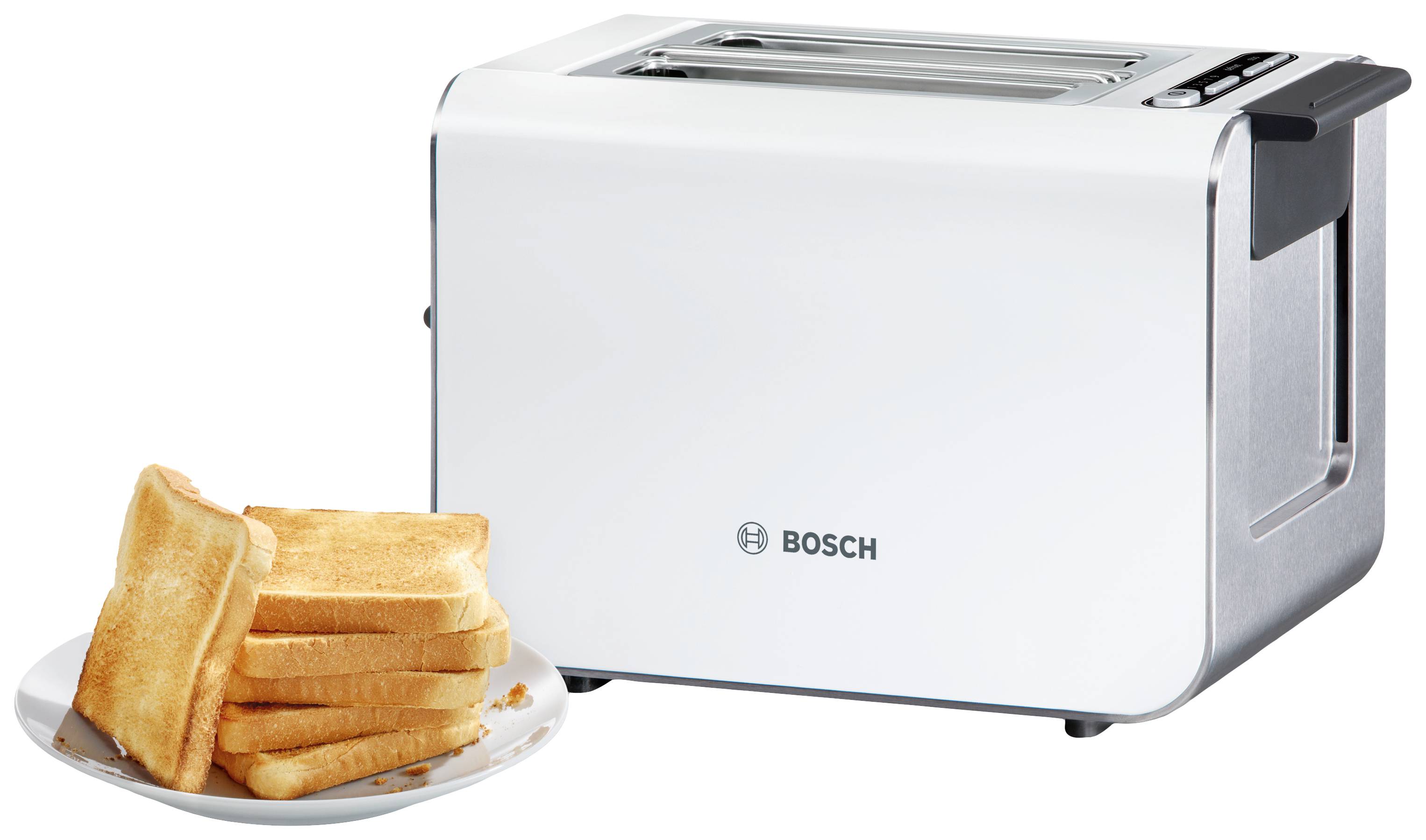 Bosch Haushalt TAT8611 Toaster mit eingebautem Brötchenaufsatz Weiß