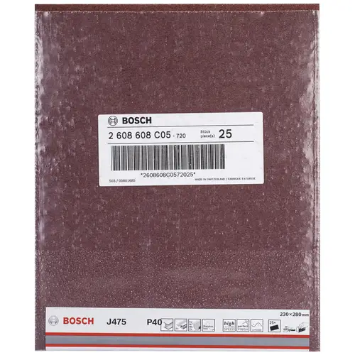 Bosch Accessories J475 2608608C05 Schleifblatt Körnung (num) 40 (B x H) 230mm x 280mm Bosch Accessories J475 2608608C05 Schleifblatt Körnung (num) 40 (B x H) 230mm x 280mm