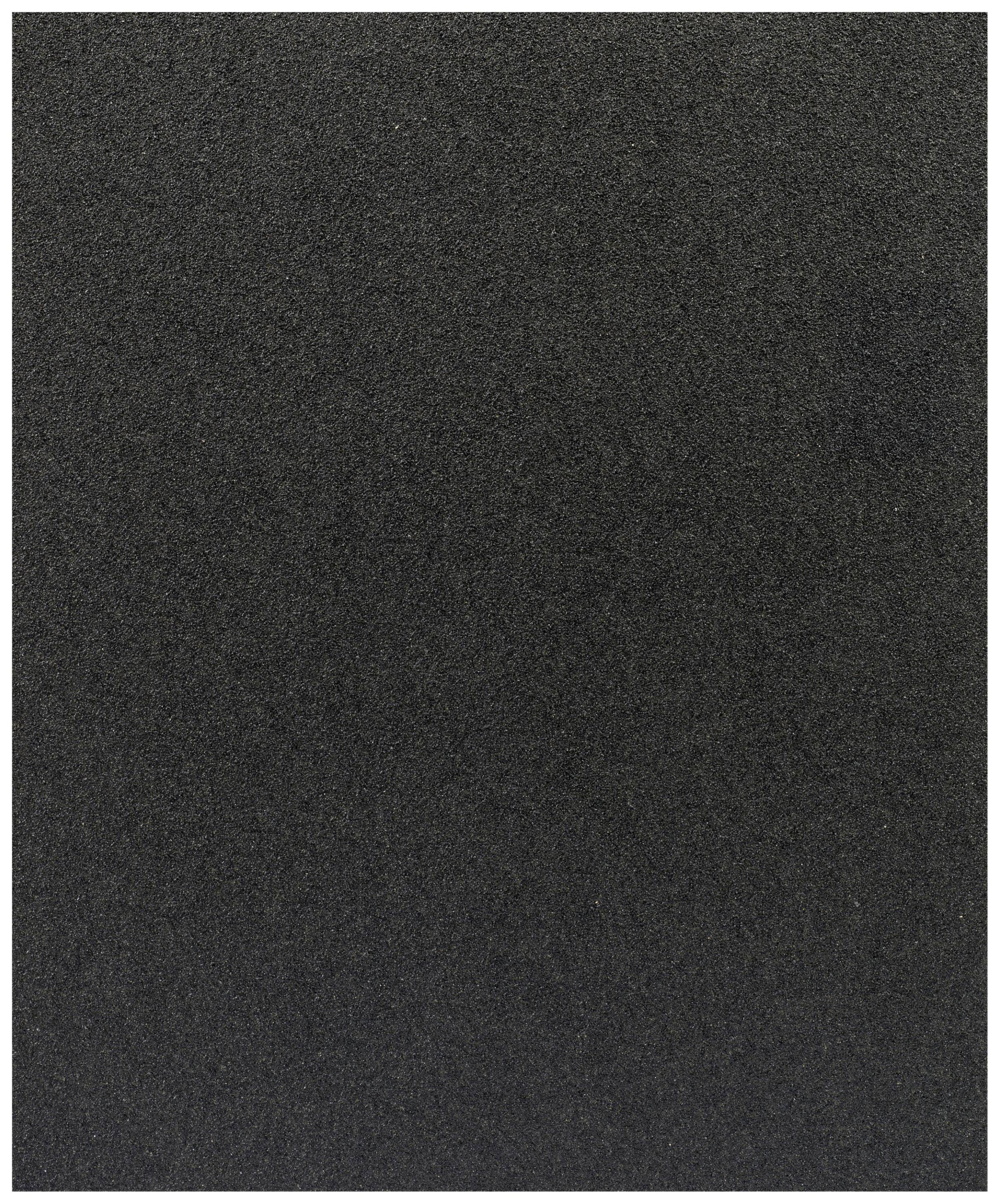 Ein schwarzes Schleifpapier mit feiner Körnung, häufig verwendet zum Glätten von Oberflächen in handwerklichen Arbeiten.