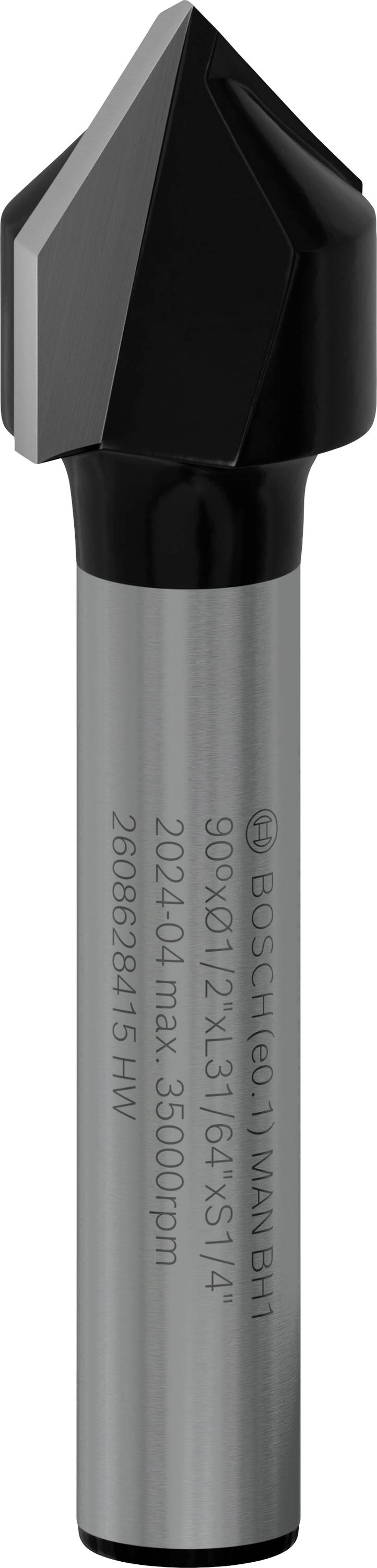 Ein Senker-Bit aus Metall mit einer Spitze zum Bohren und Senken, geeignet für präzise und saubere Bohrungen in verschiedenen Materialien.