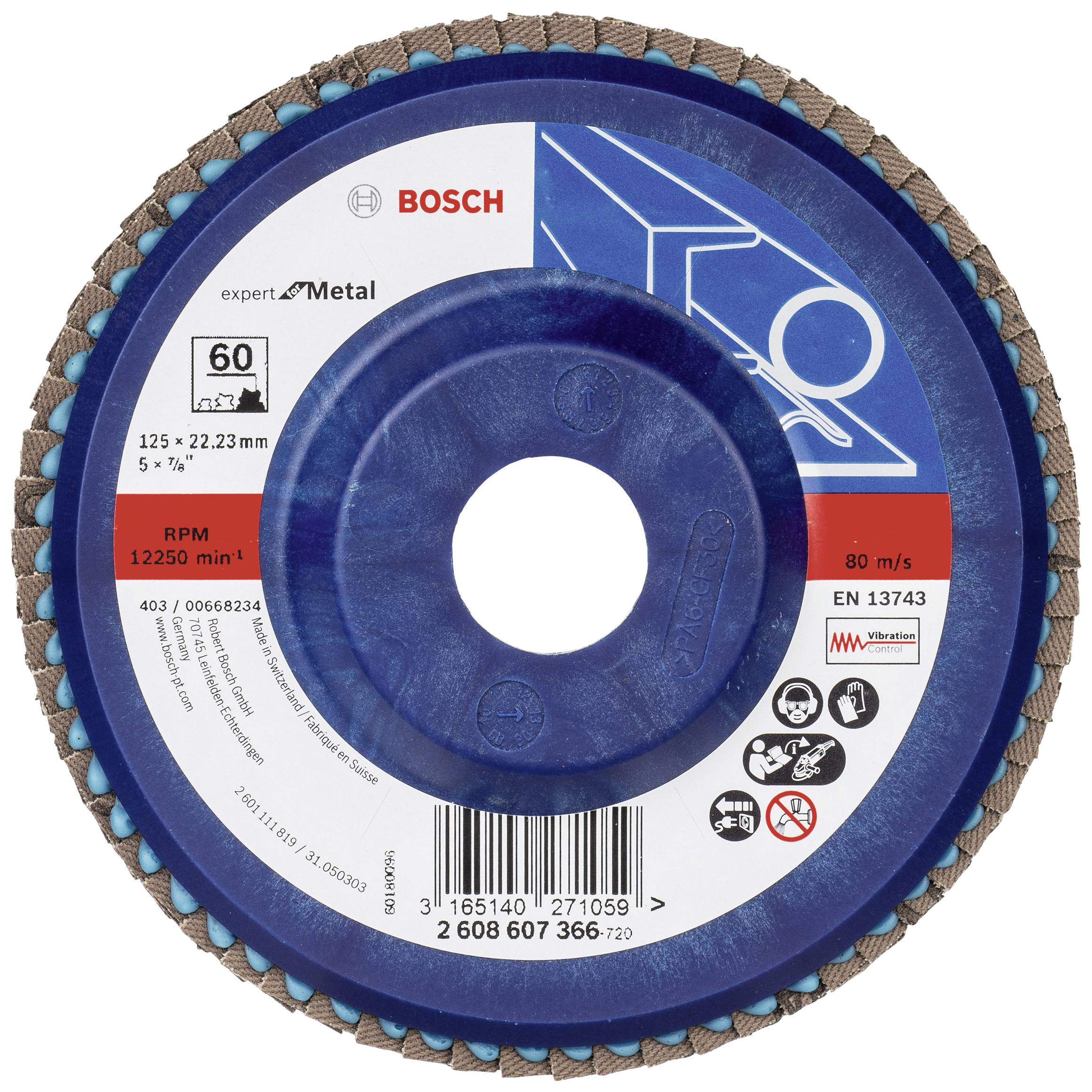 Bosch Accessories 2608607366 X551 Fächerschleifscheibe Durchmesser 125mm Bohrungs-Ø 22.33mm Stahl