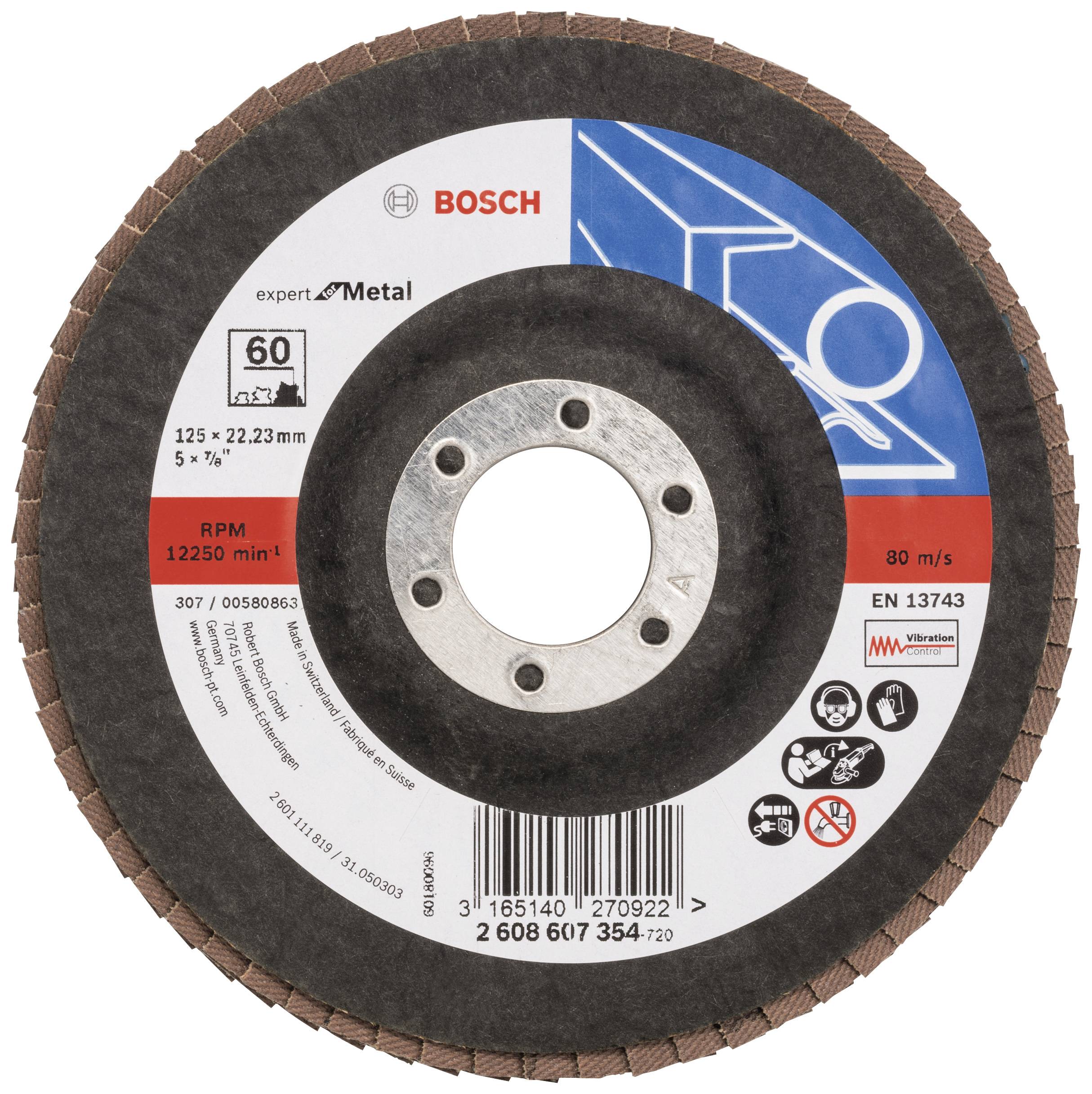 Bosch Accessories 2608607354 X551 Fächerschleifscheibe Durchmesser 125mm Bohrungs-Ø 22.33mm Stahl