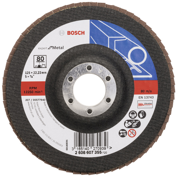 Bosch Accessories 2608607355 X551 Fächerschleifscheibe Durchmesser 125mm Bohrungs-Ø 22.33mm Stahl