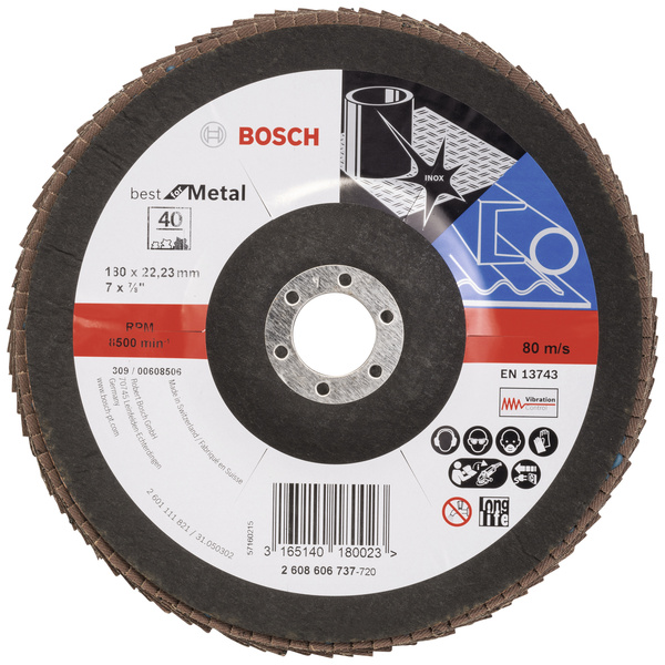 Bosch Accessories 2608606737 X571 Fächerschleifscheibe Durchmesser 180mm Bohrungs-Ø 22.33mm Stahl 1St.