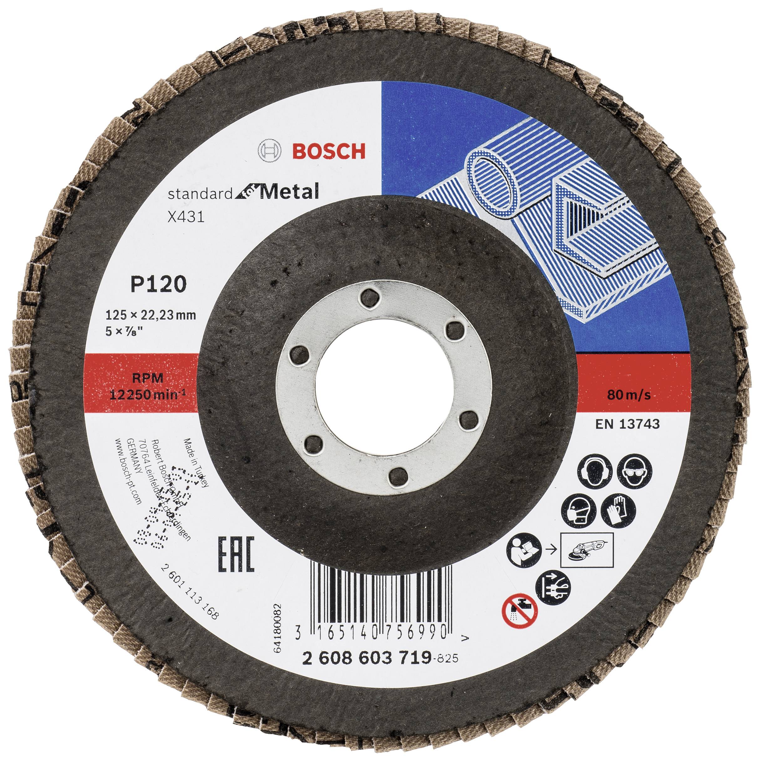 Bosch Accessories 2608603719 X431 Fächerschleifscheibe Durchmesser 125mm Bohrungs-Ø 22.33mm Stahl 1St.