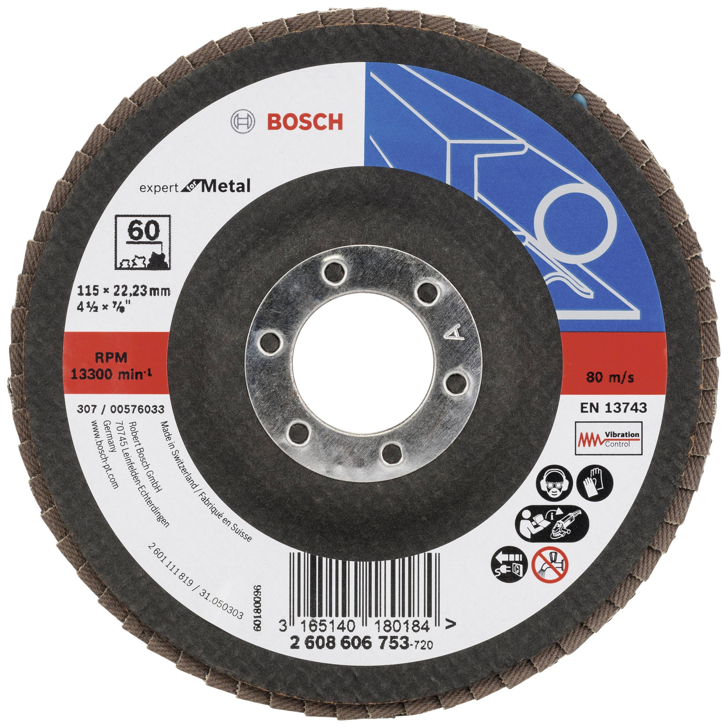 Bosch Accessories 2608606753 X551 Fächerschleifscheibe Durchmesser 115mm Bohrungs-Ø 22.33mm Stahl