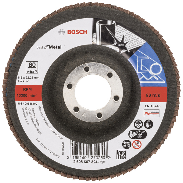Bosch Accessories 2608607324 X571 Fächerschleifscheibe Durchmesser 115mm Bohrungs-Ø 22.33mm Stahl