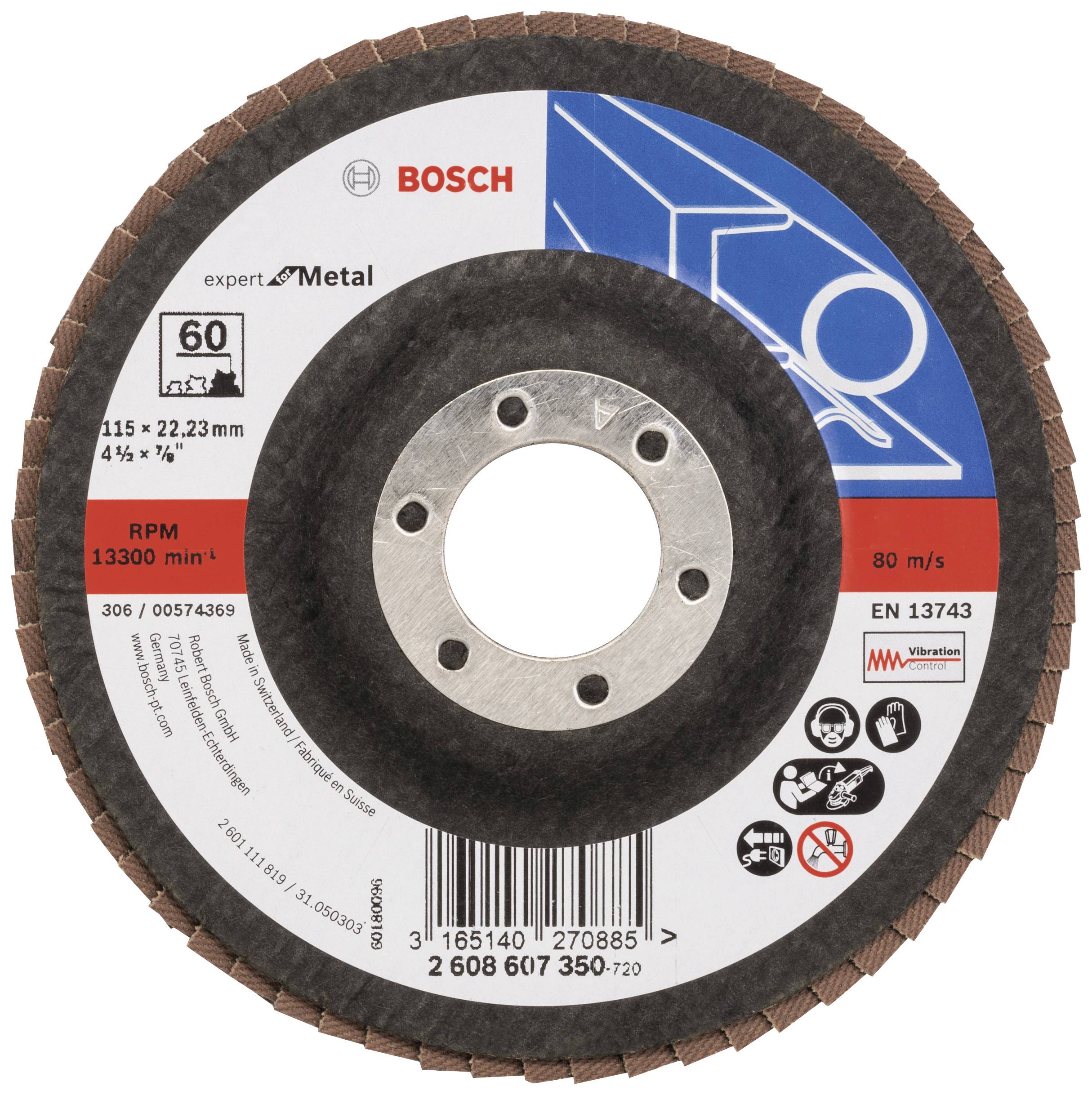 Bosch Accessories 2608607350 X551 Fächerschleifscheibe Durchmesser 115mm Bohrungs-Ø 22.33mm Stahl 1St.