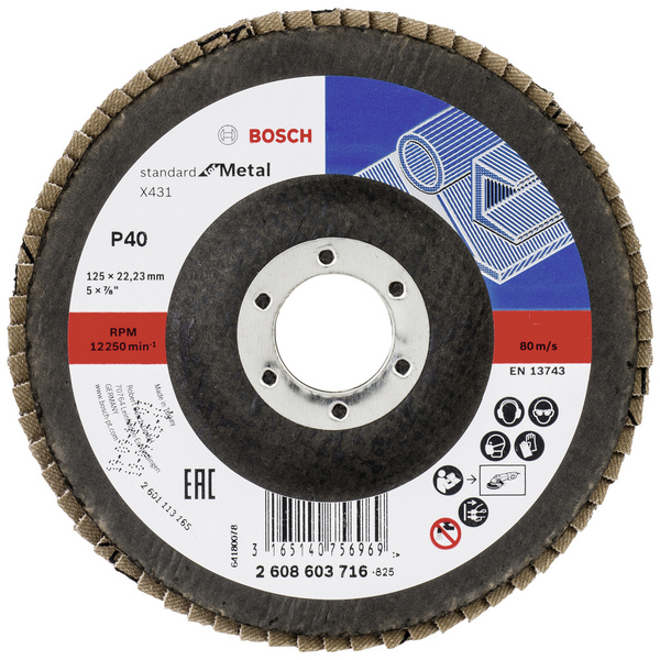 Bosch Accessories 2608603716 X431 Fächerschleifscheibe Durchmesser 125mm Bohrungs-Ø 22.33mm Stahl