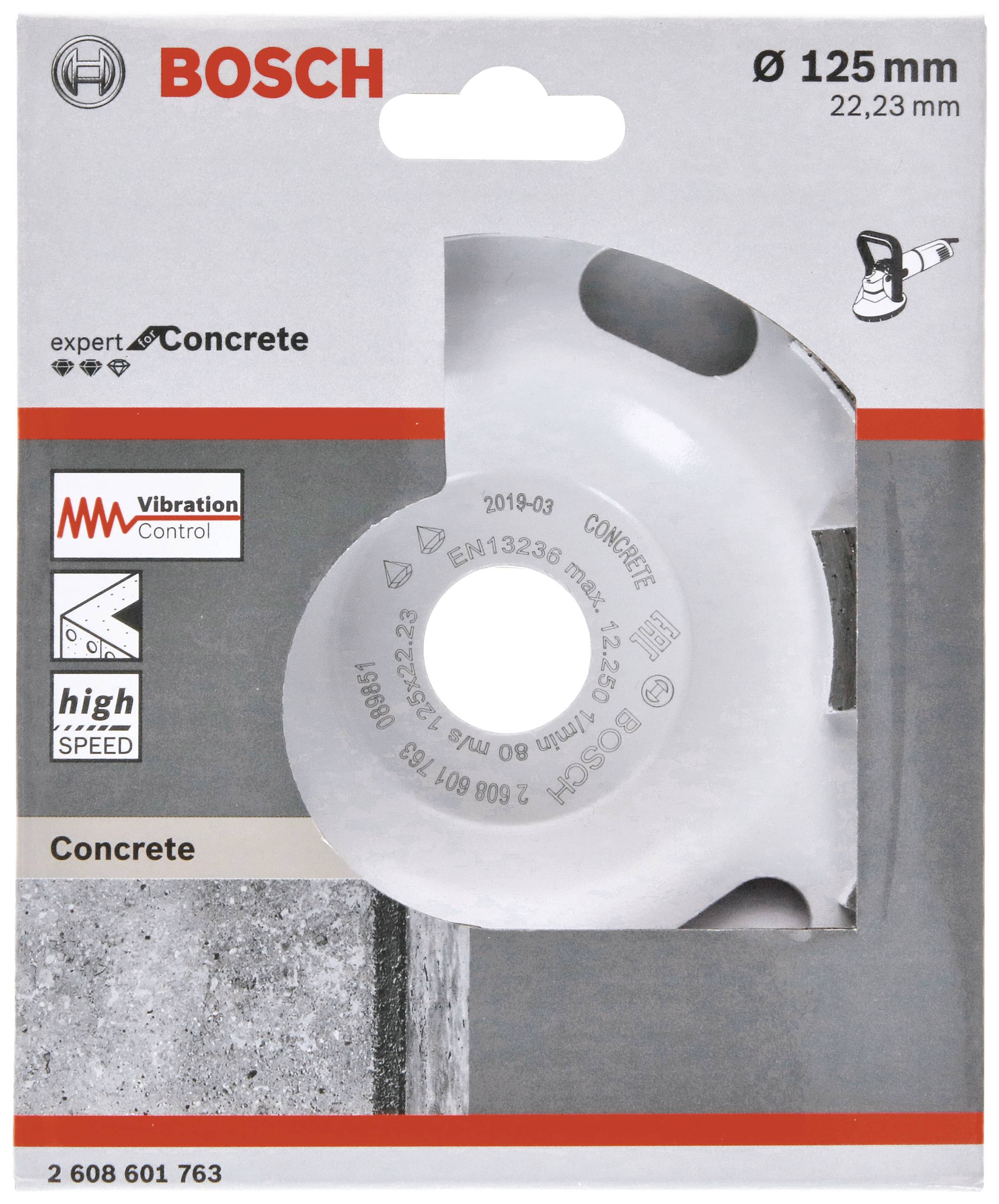 Bosch Diamanttrennscheibe für Beton, Ø 125 mm. Geeignet für Beton, mit Vibrationskontrolle und hoher Schneidleistung.