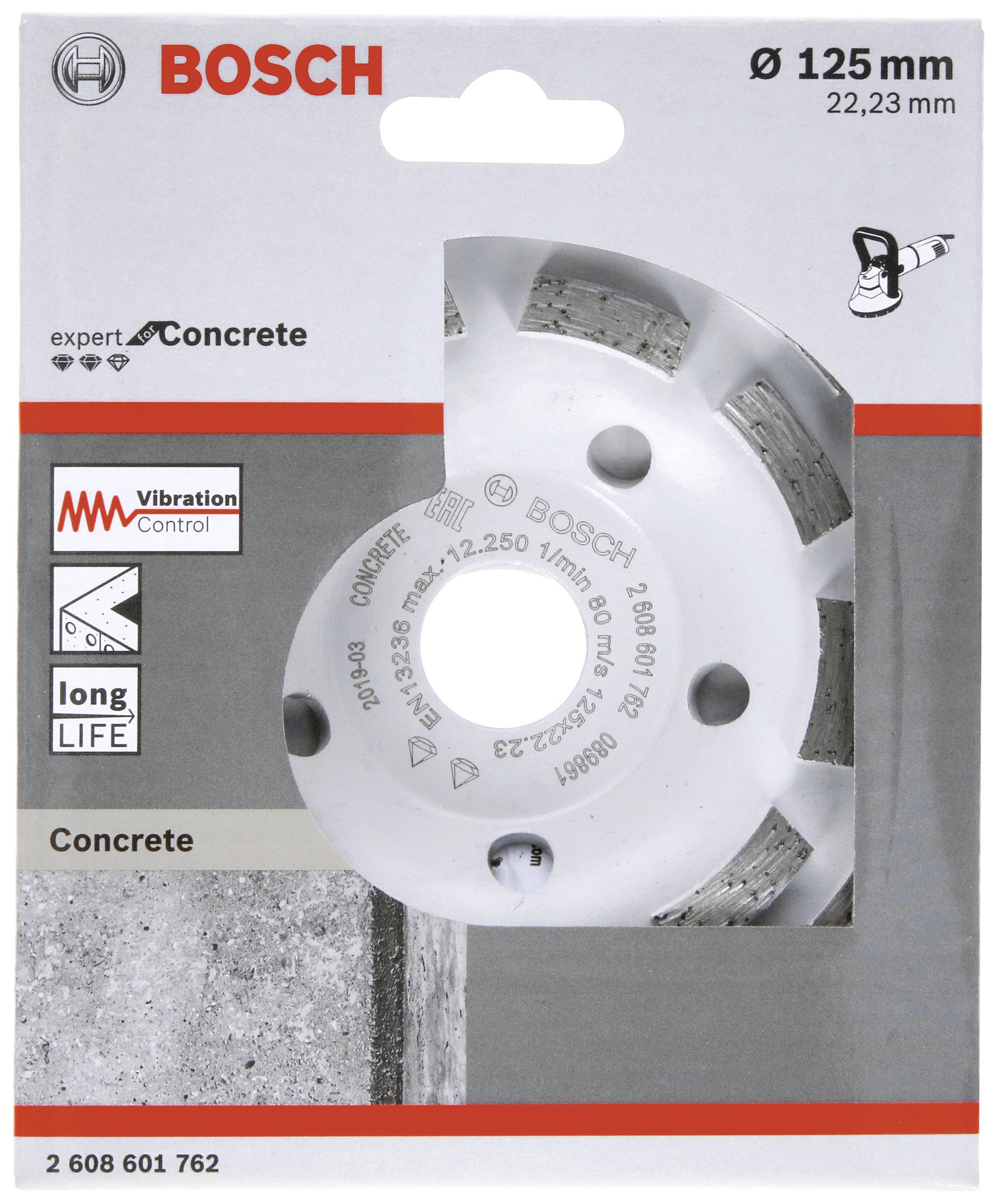 Bosch Trennscheibe für Beton, Durchmesser 125 mm. Geeignet für Beton-Schleifarbeiten, lange Lebensdauer. Vibration Control.
