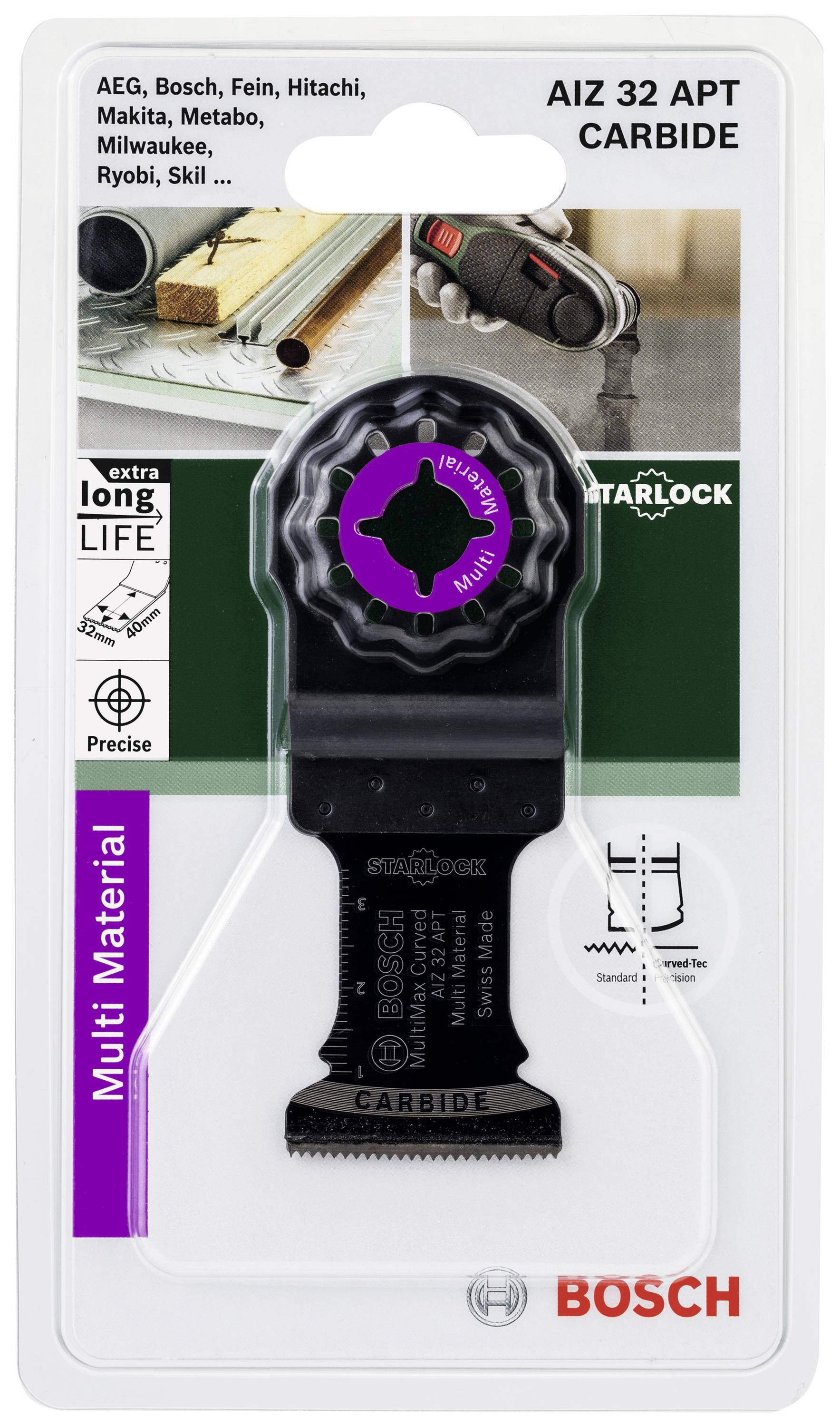 'Bosch Starlock AIZ 32 APT' Sägeblatt für Multitools, kompatibel mit Marken wie Bosch, Fein, Makita, für präzise Schnitte in verschiedenen Materialien.