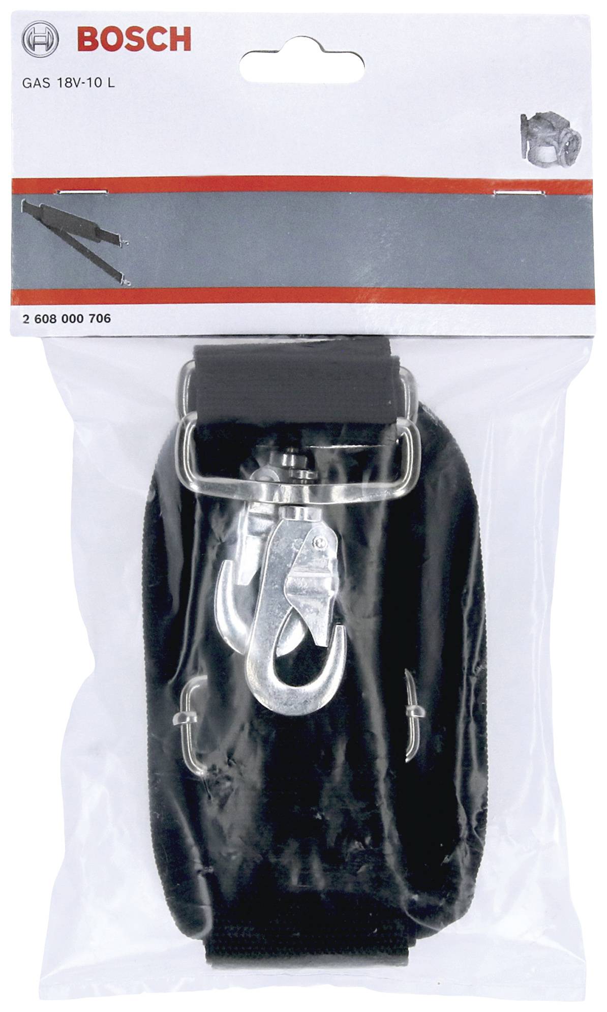 Tragetasche für Bosch GAS 18V-10 L Staubsaugerzubehör, mit Haken und Schlaufe, in der Originalverpackung.