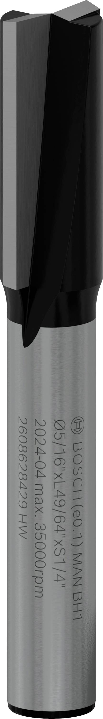 Ein dunkelgrauer Fräser mit einem schwarzen Schneidkopf. Das Werkzeug wird für die spanende Bearbeitung in der Industrie verwendet.