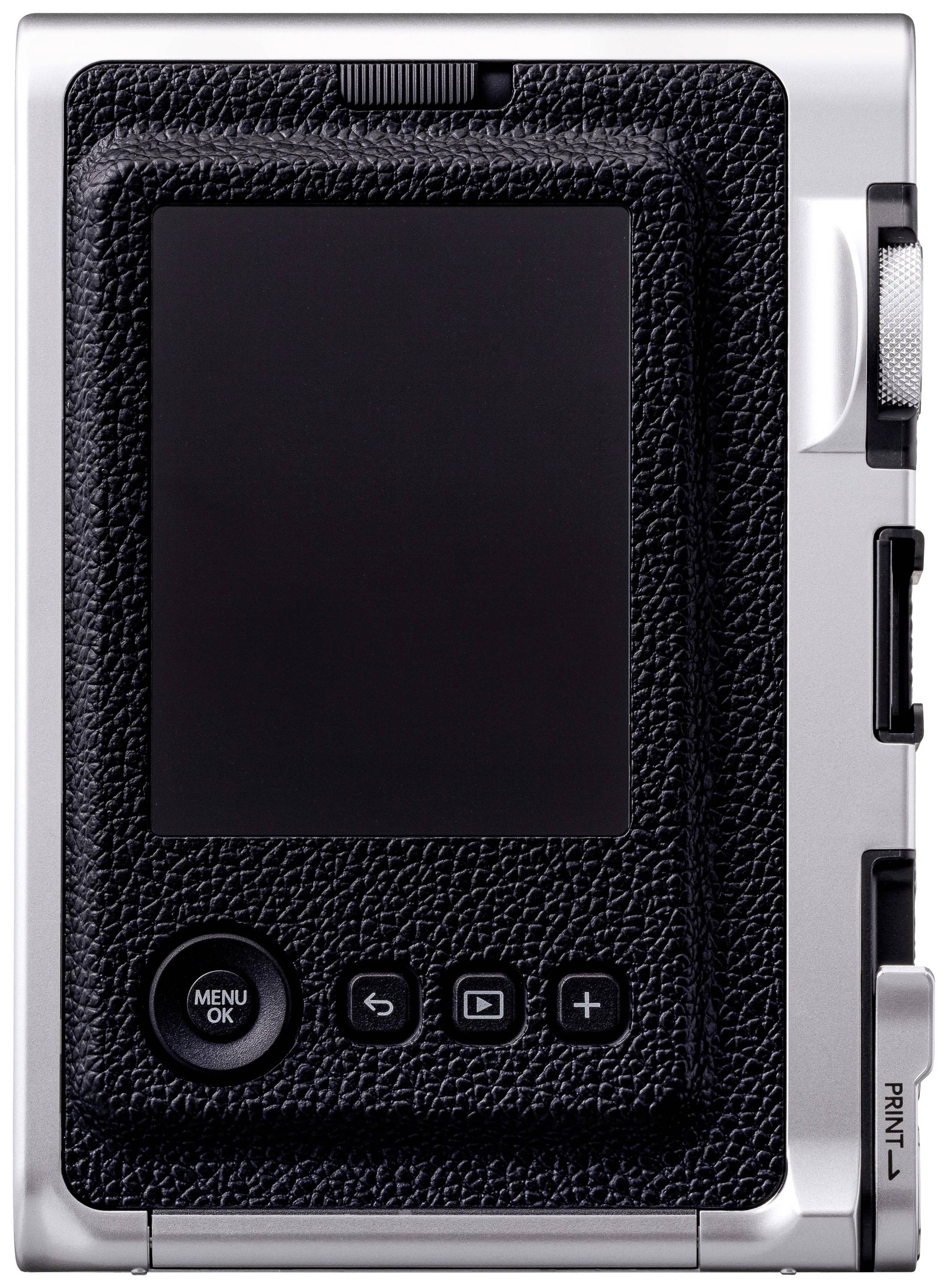 Fujifilm Instax Mini EVO EX D USB-C Sofortbildkamera Schwarz Bluetooth, Integrierter Akku, mit eingebautem Blitz