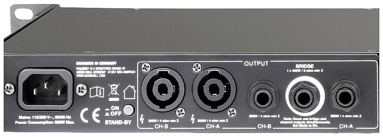 Palmer Musicals Instruments MACHT 402 Stereo-Endstufe RMS Leistung je Kanal an 4 Ohm: 200W