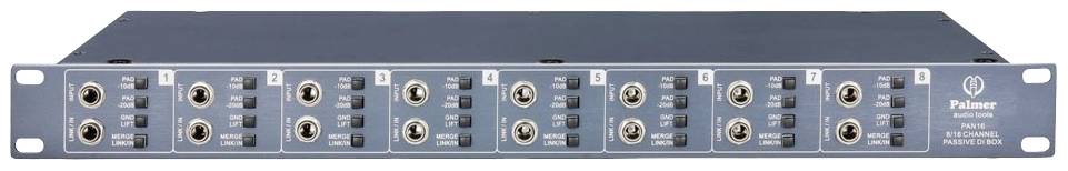 Palmer Musicals Instruments PAN 16 Passive 19" DI Box 8-Kanal