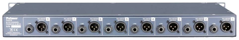 Palmer Musicals Instruments PAN 16 Passive 19" DI Box 8-Kanal