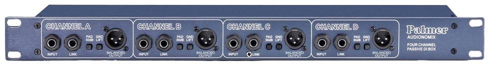 Palmer Musicals Instruments PAN 03 PASS Passive 19" DI Box 4-Kanal