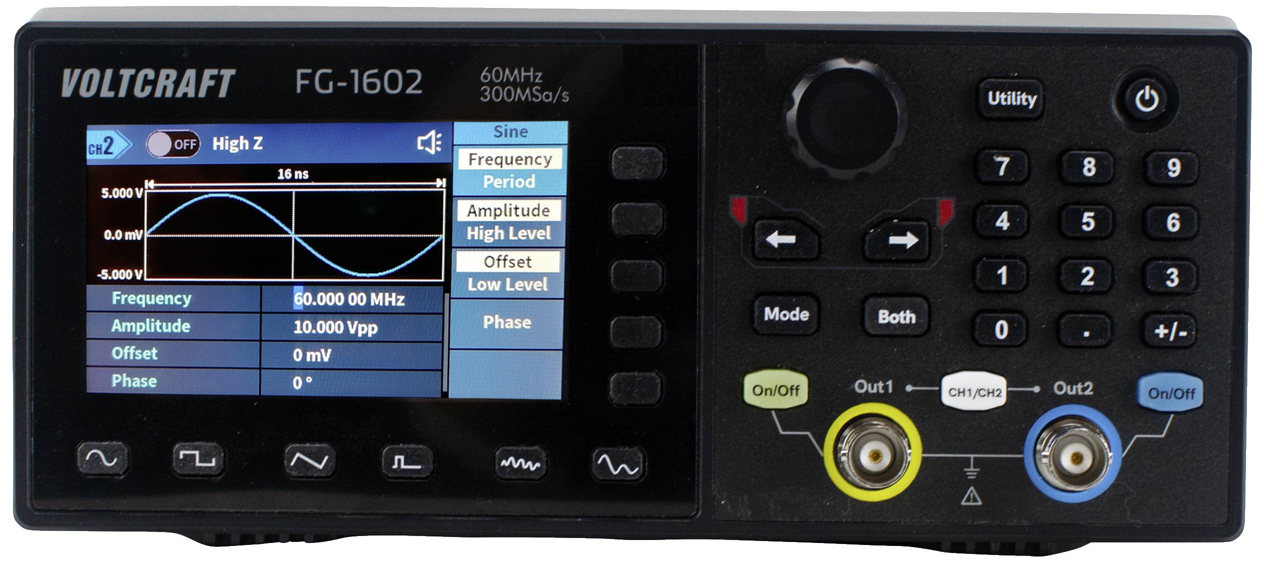 VOLTCRAFT FG-1602 Funktionsgenerator netzbetrieben 1 µHz - 60 MHz 2-Kanal Arbiträr