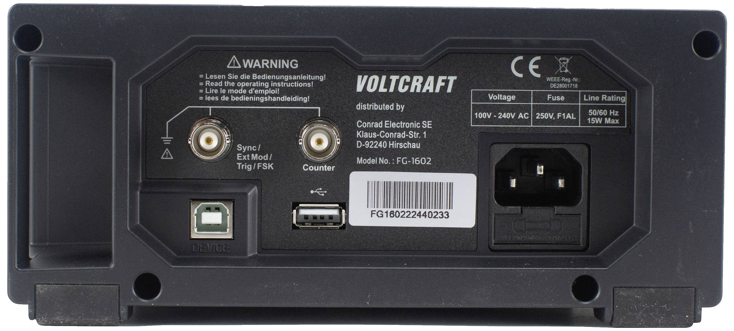 VOLTCRAFT FG-1602 Funktionsgenerator netzbetrieben 1 µHz - 60MHz 2-Kanal Arbiträr