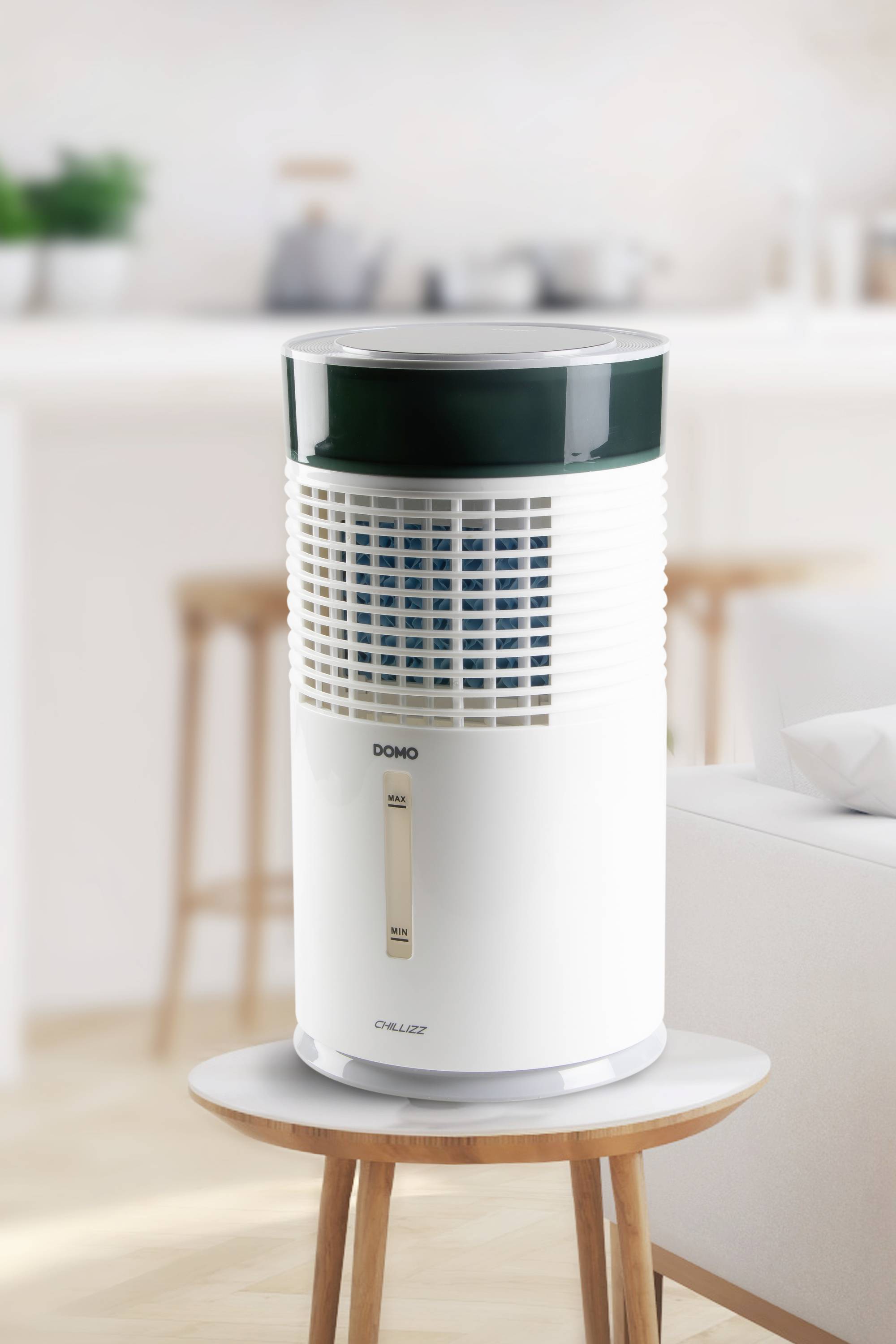 DOMO Air Cooler Chillizz Luftkühler 9.6W (Ø x H) 204mm x 380mm Weiß, Schwarz Timer, mit Luftbefeuchter, LED-Display