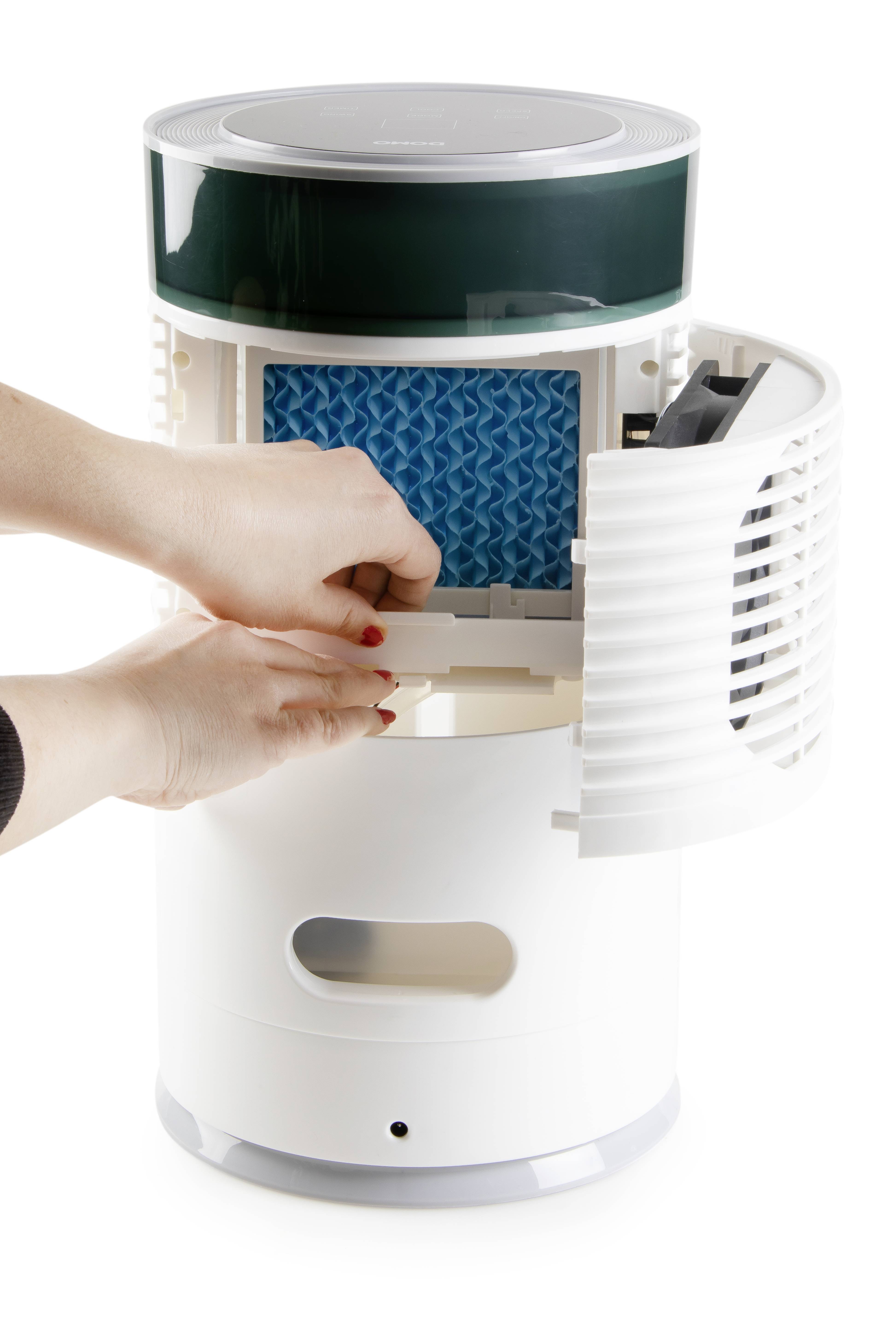 DOMO Air Cooler Chillizz Luftkühler 9.6W (Ø x H) 204mm x 380mm Weiß, Schwarz Timer, mit Luftbefeuchter, LED-Display