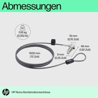 HP Laptop Schloss Zahlenschloss 1.83m Nano Combination Lock 63B28AA HP Laptop Schloss Zahlenschloss 1.83m Nano Combination Lock 63B28AA