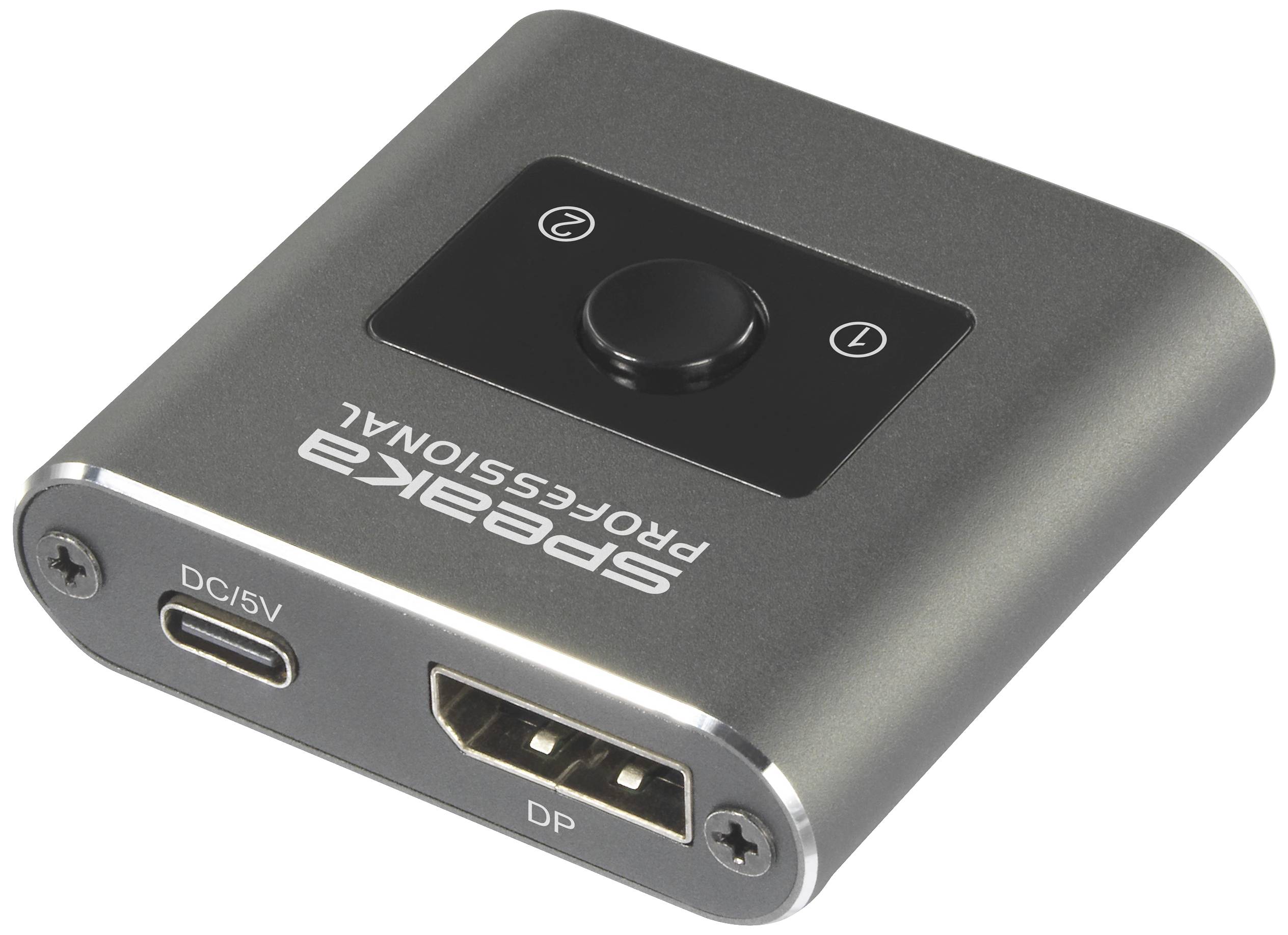 SpeaKa Professional SP-BDS-250 2 Port DisplayPort-Switch UHD 8K @ 60 Hz, UHD 4K @ 120Hz