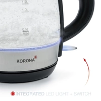 Korona Wasserkocher Schwarz, Edelstahl Fassungsvermögen: 1.2l Korona Wasserkocher Schwarz, Edelstahl Fassungsvermögen: 1.2l