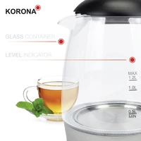 Korona Wasserkocher Schwarz, Edelstahl Fassungsvermögen: 1.2l Korona Wasserkocher Schwarz, Edelstahl Fassungsvermögen: 1.2l