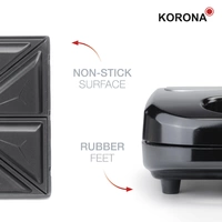 Korona XXL Sandwichmaker Antihaftbeschichtung, Überhitzungsschutz, Automatische Temperaturanpassung, Kontrollleuchte Schwarz Korona XXL Sandwichmaker Antihaftbeschichtung, Überhitzungsschutz, Automatische Temperaturanpassung, Kontrollleuchte Schwarz