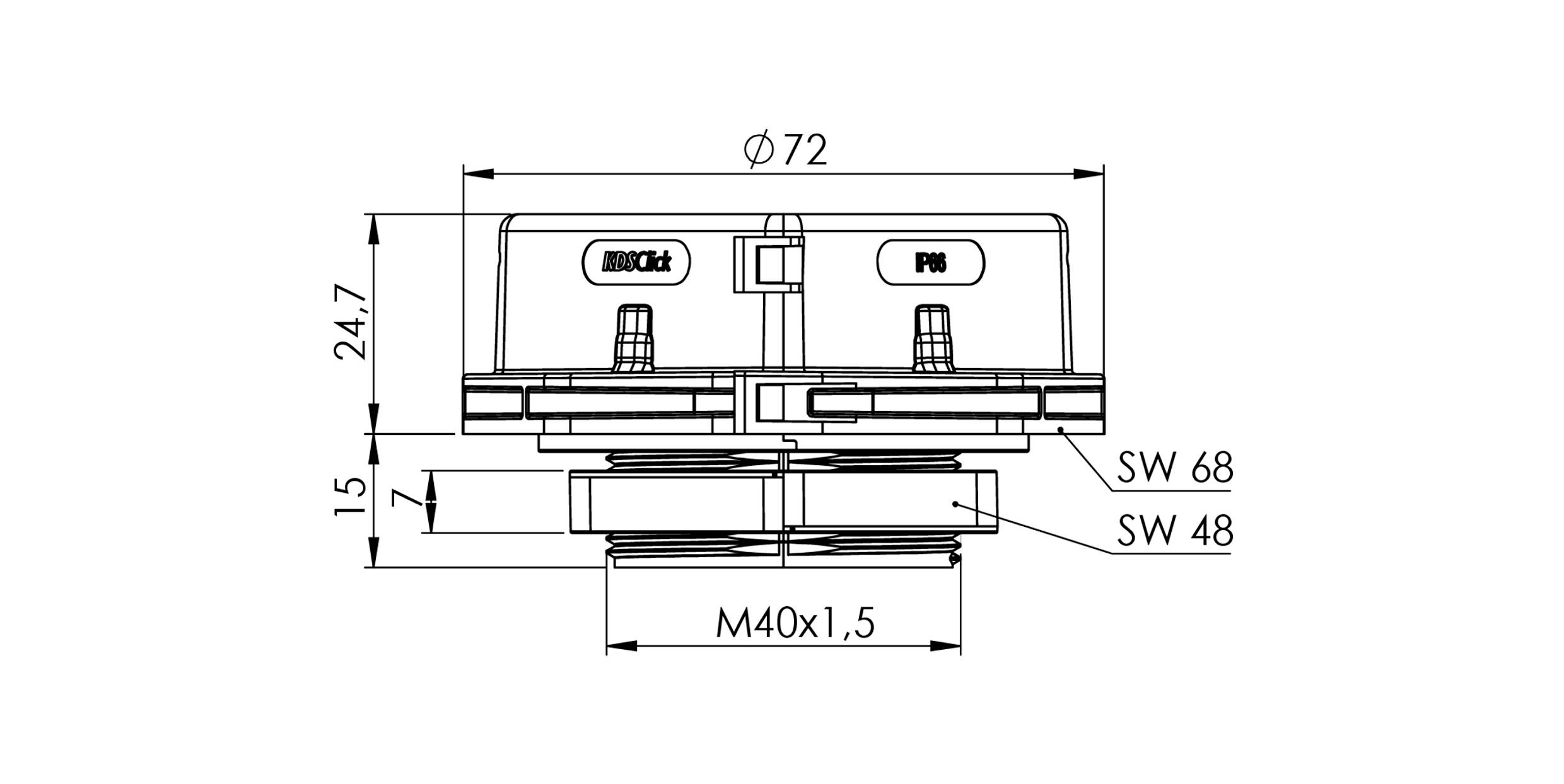 CONTA-CLIP 28613.4 Kabelverschraubung mit Gegenmutter, mit Dichtung, mit Zugentlastung M40 Polyamid 6.6 Schwarz 5St.