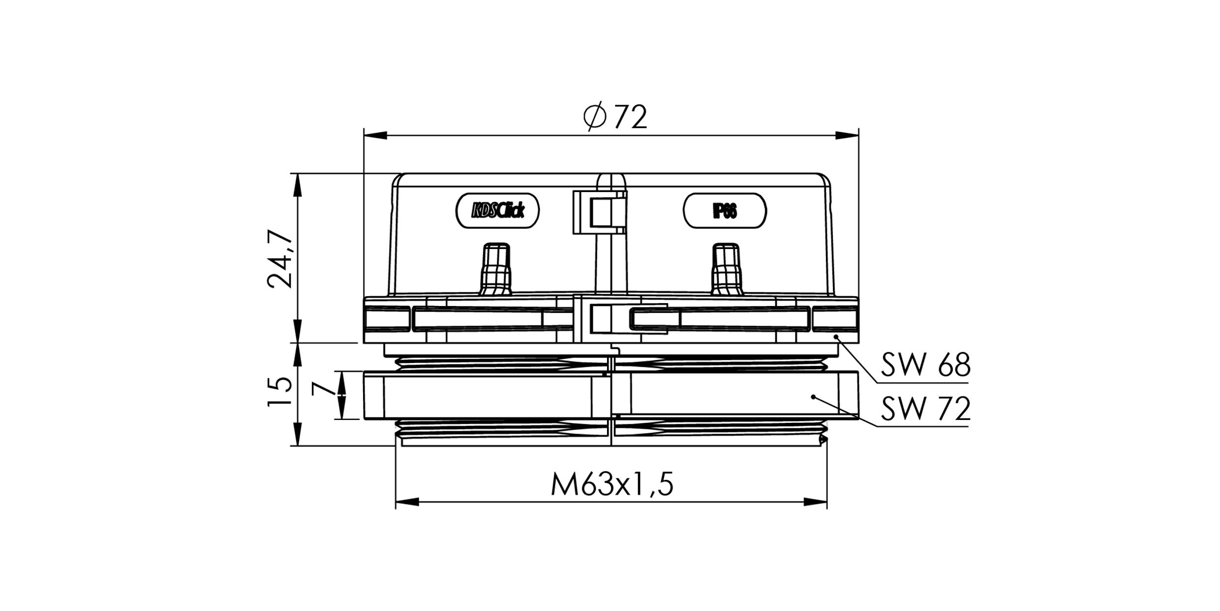 CONTA-CLIP 28615.4 Kabelverschraubung mit Gegenmutter, mit Dichtung, mit Zugentlastung M63 Polyamid 6.6 Schwarz